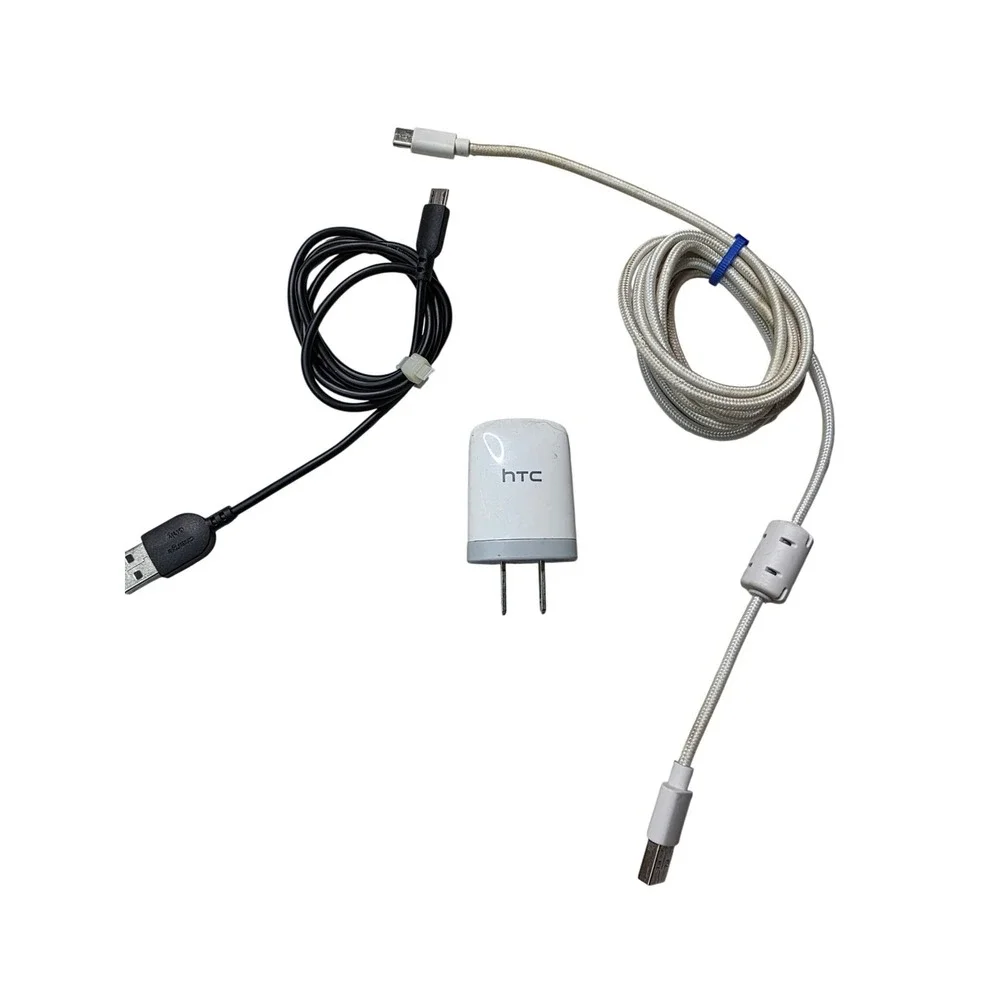 HTC TC U250 Wall Charger Block with Micro-USB and Braided USB-C Cables Set W4